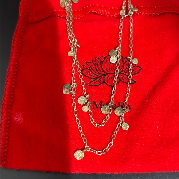 Me & Ro Silver layered Necklace with Hammered Disc Accents - Picture 5 of 7